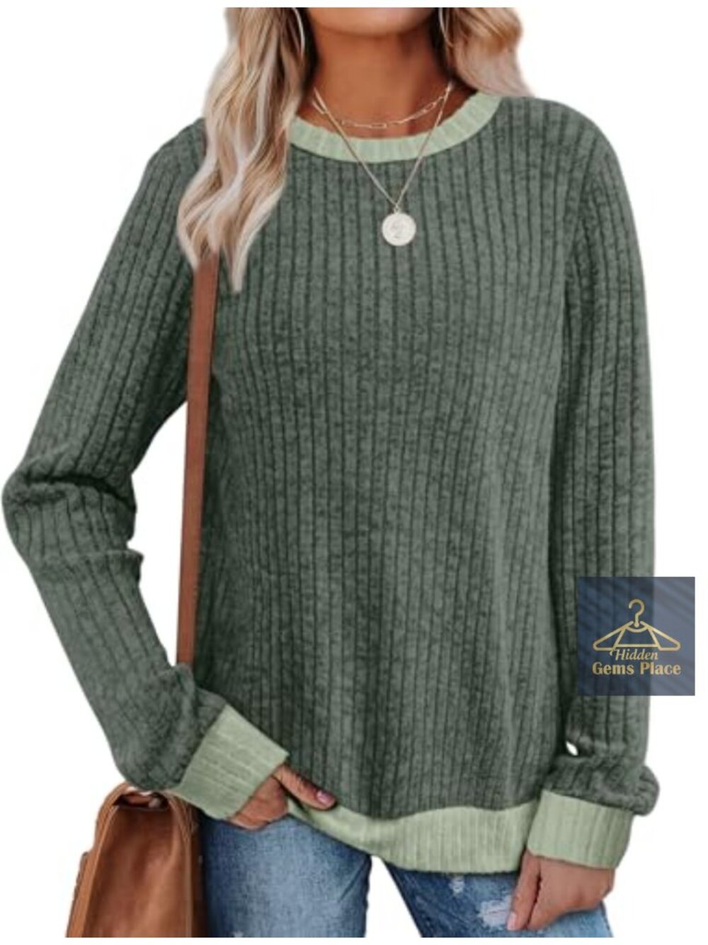 Lightweight Long Sleeve Tunic Sweater Loose Fit Crewneck Casual Top